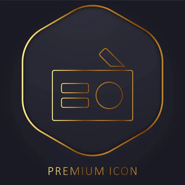 Antiguo Logotipo Línea Oro Radio Premium Icono — Vector de stock