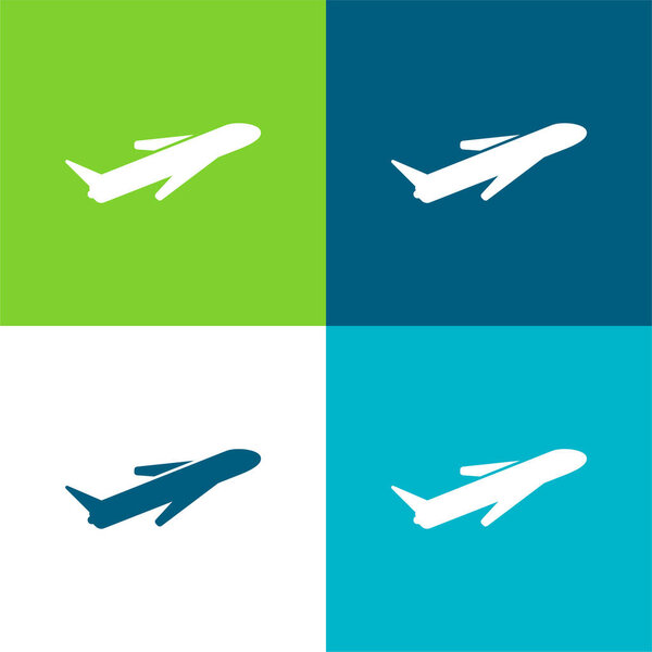 Airplane Flat four color minimal icon set