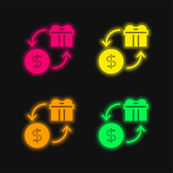 Значок светящегося неонового вектора бартера