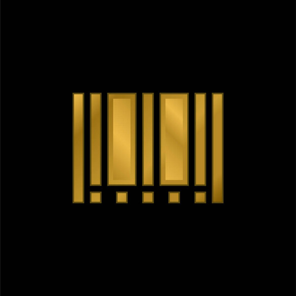 Barcode gold plated metalic icon or logo vector
