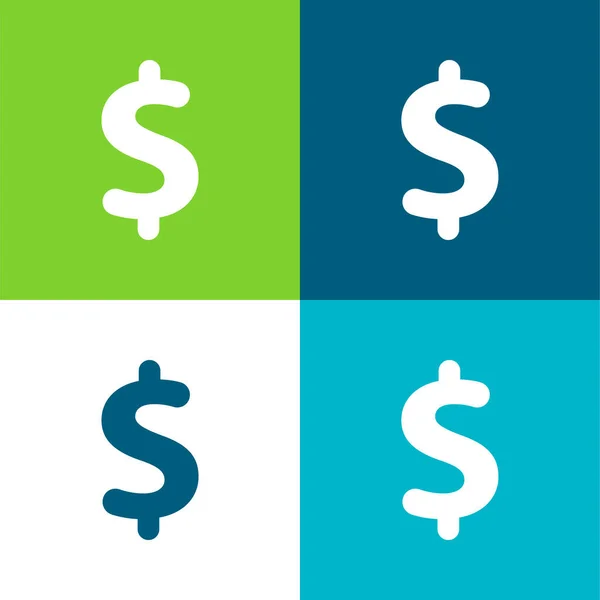 Big Dollar Sign Flat Vier Farben Minimales Symbol Set — Stockvektor