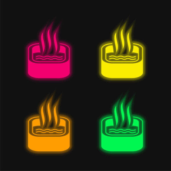 Bath Of Immersion four color glowing neon vector icon