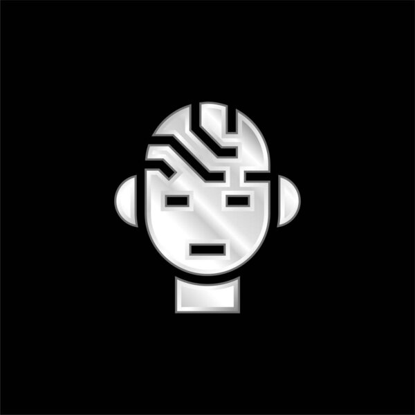 Brain silver plated metallic icon