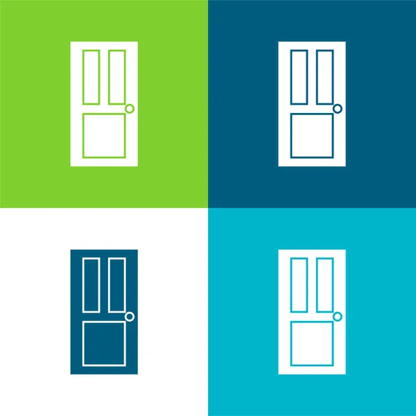 Puerta Negra Conjunto Iconos Mínimo Cuatro Colores — Vector de stock