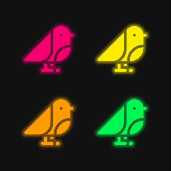 Иконка светящегося неонового вектора цвета птицы