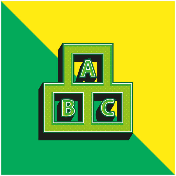 ABC Cubes For Education Green and yellow modern 3d vector icon logo