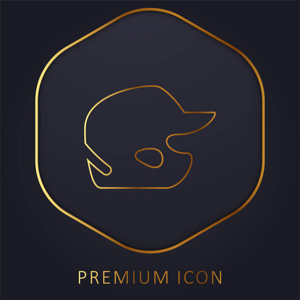 Baseball Helmet golden line premium logo or icon