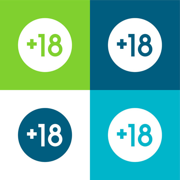 +18 Flat four color minimal icon set