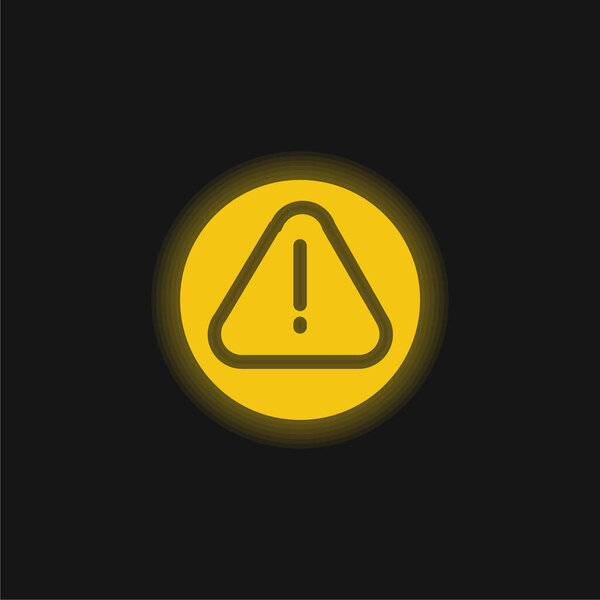 Alarm Sign Of An Exclamation Symbol In A Triangle yellow glowing neon icon