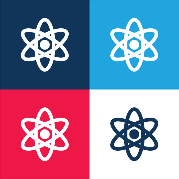 Atom blue and red four color minimal icon set