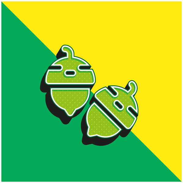 Желудь Зеленый и желтый современный 3d векторный логотип