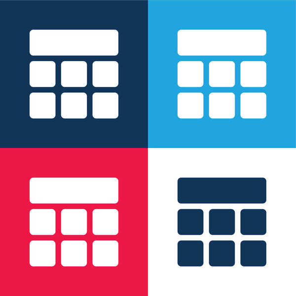 Blocks blue and red four color minimal icon set