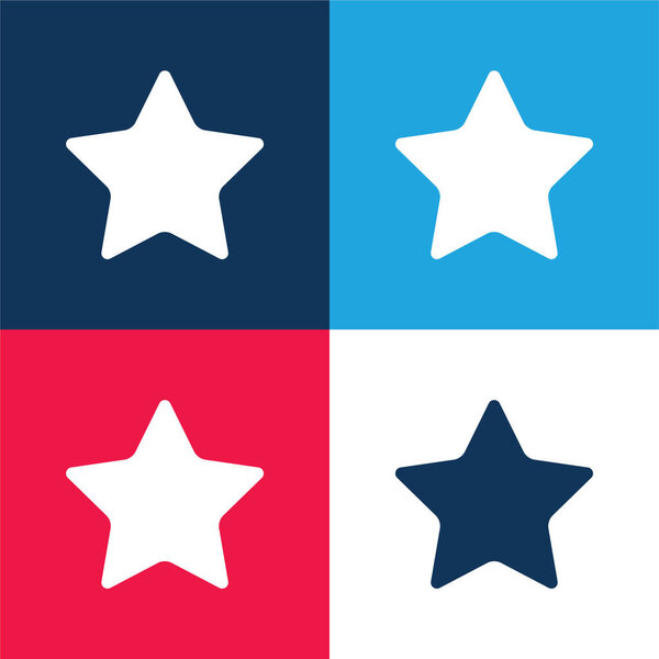 Black Star Silhouette blue and red four color minimal icon set