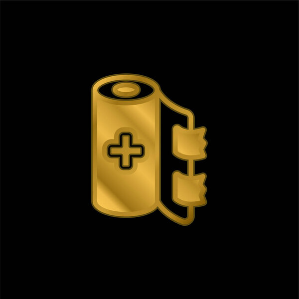 Bandage gold plated metalic icon or logo vector