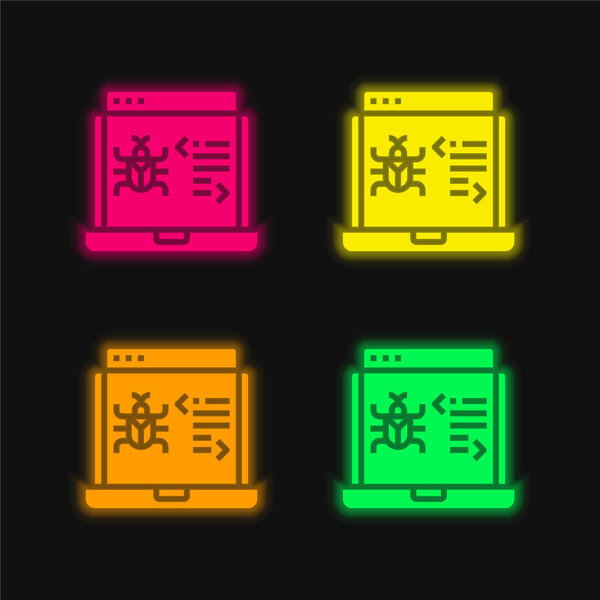 Антивирус четырехцветный светящийся неоновый вектор