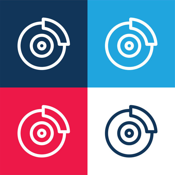 Brake Disc blue and red four color minimal icon set