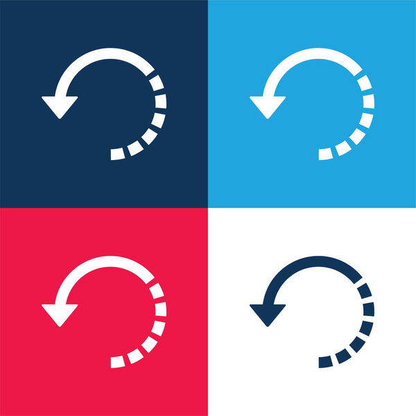Arrow Circle With Half Broken Line blue and red four color minimal icon set