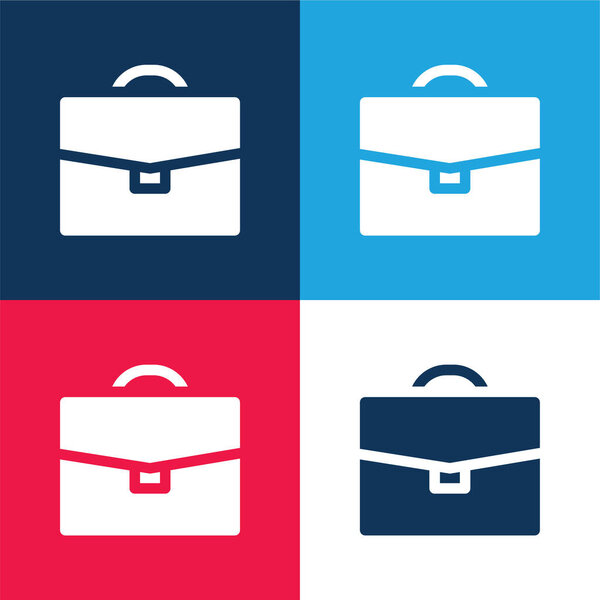 Briefcase blue and red four color minimal icon set