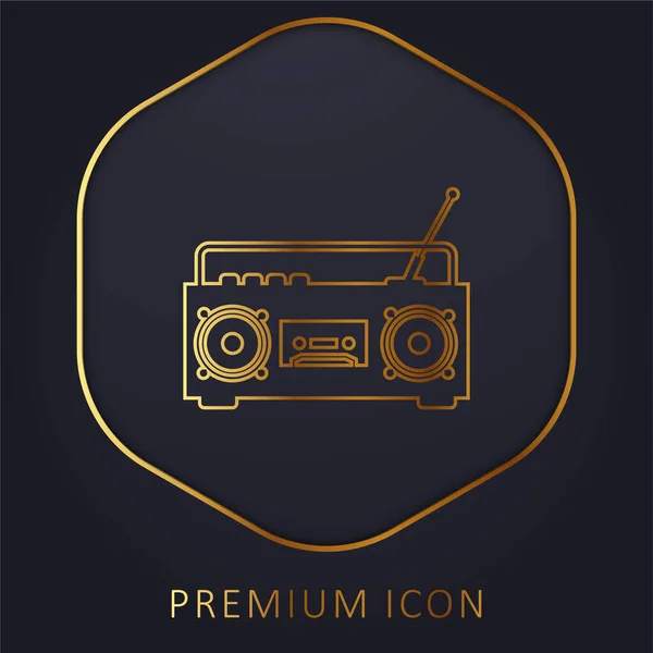 Boom Box Radio Met Antenne Gouden Lijn Premium Logo Pictogram — Stockvector