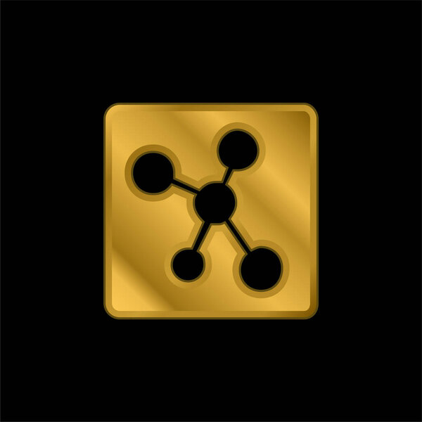 Atomic Structure gold plated metalic icon or logo vector
