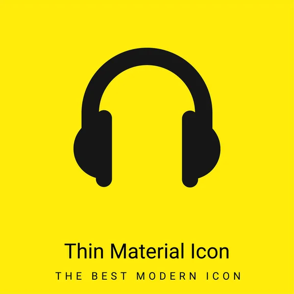 Big Headphones Minimal Bright Yellow Material Icon — Stock Vector