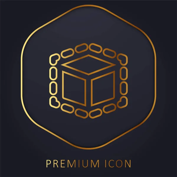 stock vector 3d Modeling golden line premium logo or icon