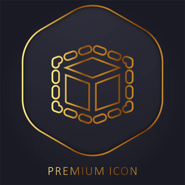 3d Modeling golden line premium logo or icon