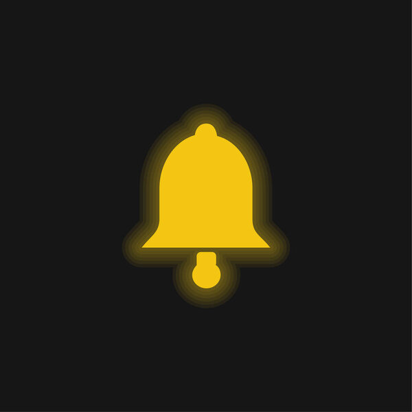 Bell yellow glowing neon icon