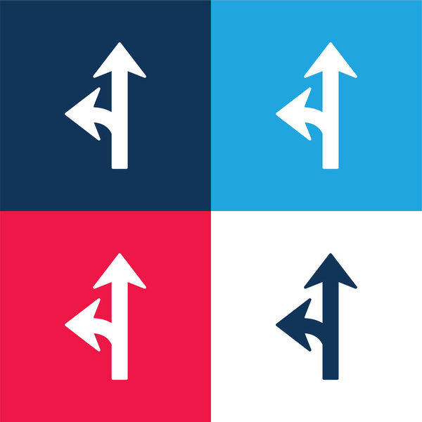 Arrow Junction One To The Left blue and red four color minimal icon set