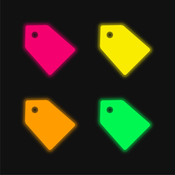 Black Label For Discounts four color glowing neon vector icon
