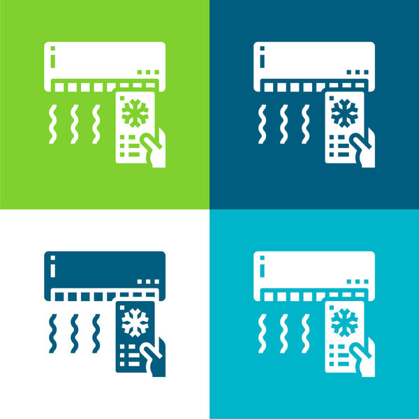 Кондиционер Плоский четырехцветный минимальный набор значков