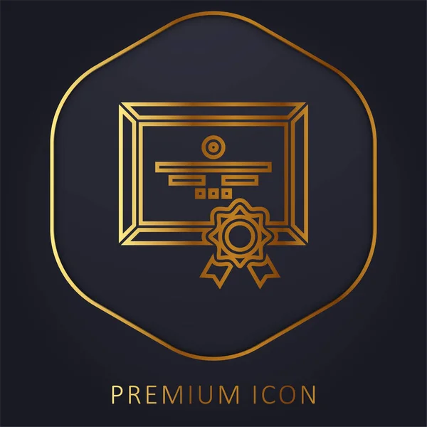 Prêmio Linha Dourada Logotipo Premium Ícone —  Vetores de Stock