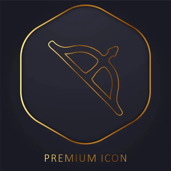 Bow Arrow Golden Line Premium Logo Icon — Stock Vector