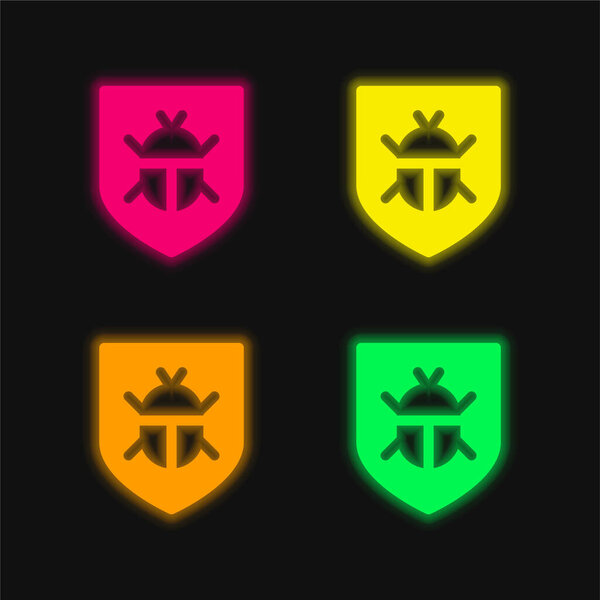 Antivirus four color glowing neon vector icon