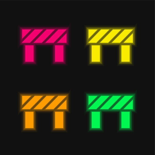 Barrier four color glowing neon vector icon