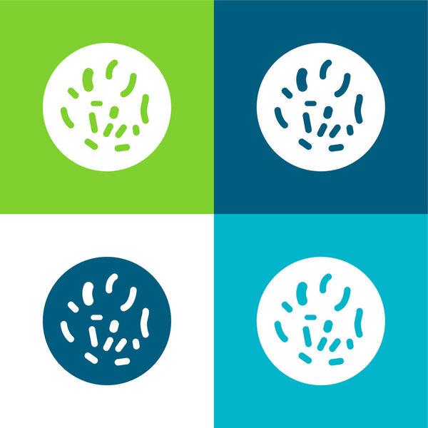 Bacteria Circle Flat four color minimal icon set