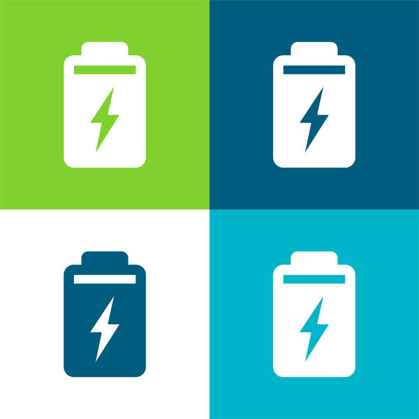 Батарея Плоский четырехцветный минимальный набор значков