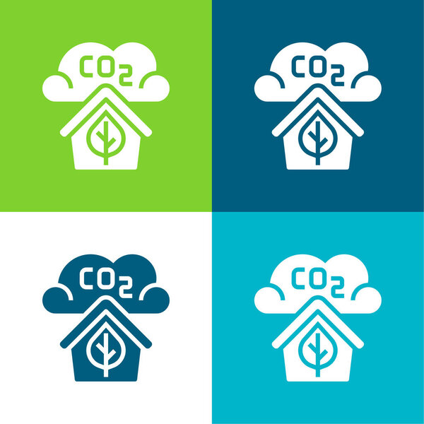 Air Quality Flat four color minimal icon set