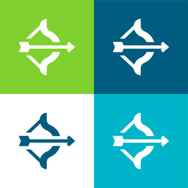 Archery Flat four color minimal icon set
