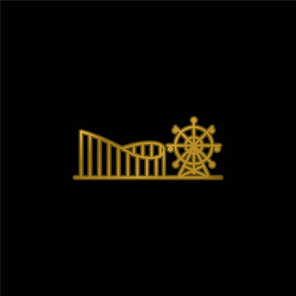 Amusement Park gold plated metalic icon or logo vector