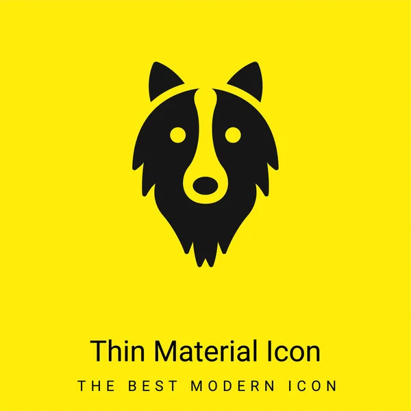 Border Collie Head Minimal Bright Yellow Material Icon — Stock Vector