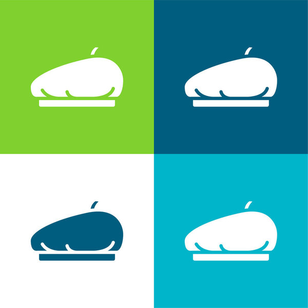 Берет плоский четырехцветный минимальный набор значков