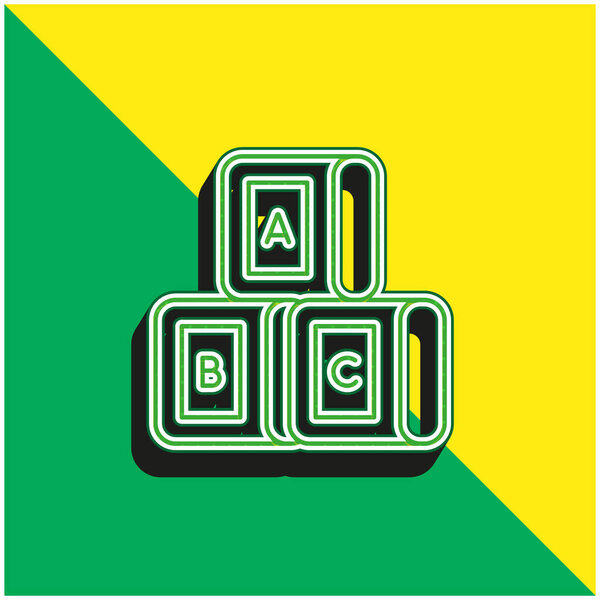 Blocks Green and yellow modern 3d vector icon logo