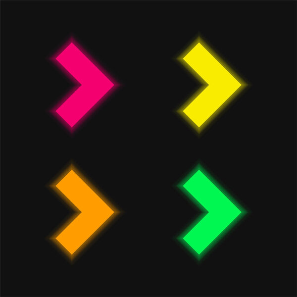 Backward Arrow four color glowing neon vector icon