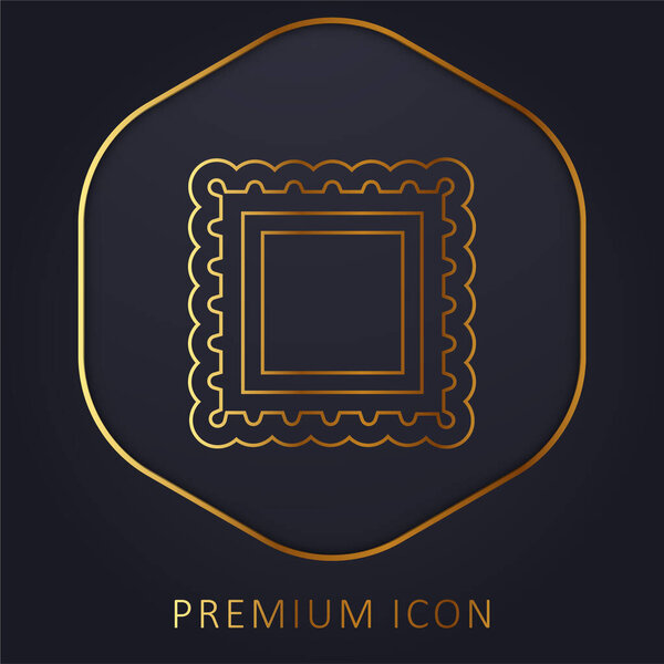 Border Frame Pictures Logotipo  Línea Dorada Icono — Vector de stock