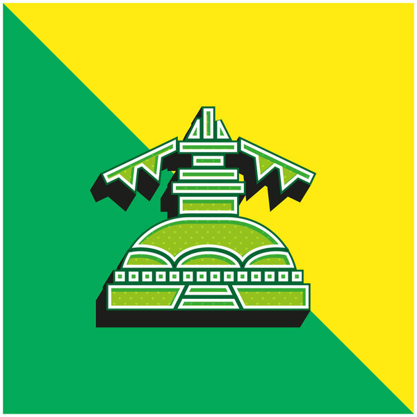 Boudhanath Green and yellow modern 3d vector icon logo