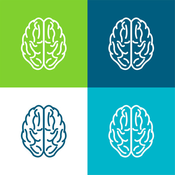 Brain Upper View Outline Flat four color minimal icon set