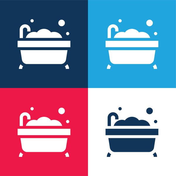 Ванна синий и красный четыре цвета минимальный набор значков