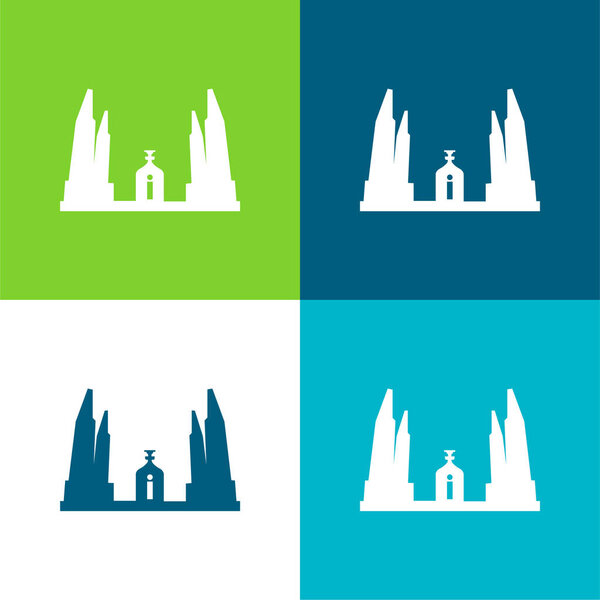 Бангкок Памятник демократии Таиланда Плоский четырехцветный минимальный набор значков