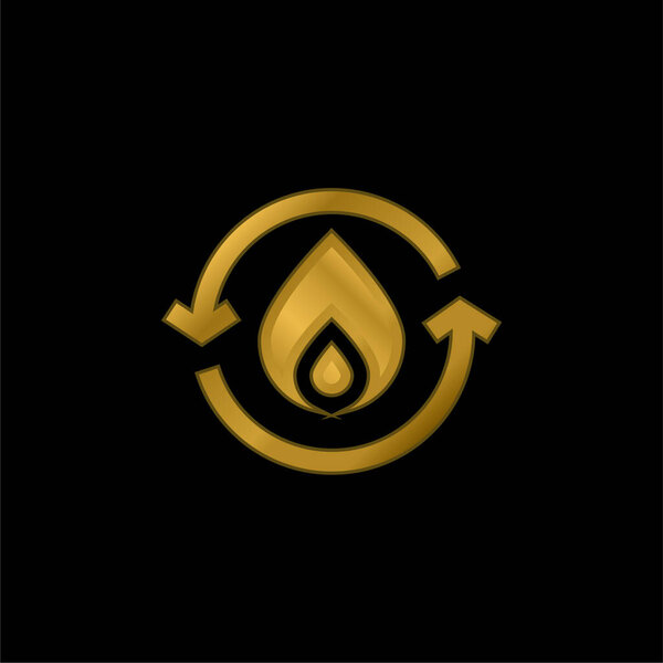 Bio Energy gold plated metalic icon or logo vector